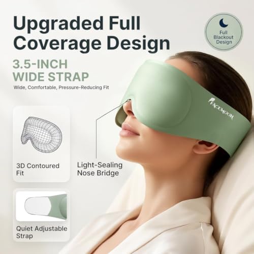 Weighted 3D Sleep Mask, Blackout Eye Mask for Lash Extensions Side Sleeper, Sleeping Mask with Adjustable Silent Strap, Travel Essential for Women Men Side Sleeper - Image 4