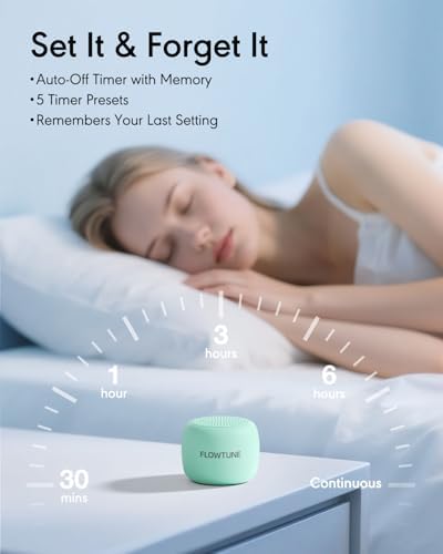 FLOWTUNE Sound Machine White Noise Machine for Baby Adults, 18 Non-looping Sounds, Timer, Memory Function, Portable Sleep Sound Therapy Gift (Mint Green) - Image 5