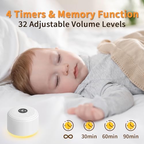 Soothing Sounds White Noise Machine Portable Sleep Machines with 30 Relaxing Sounds 12 Color Options 5 Adjustable Brightness 32 Volume Levels 4 Timer for Baby and Adult Perfect for Home Travel Office - Image 5