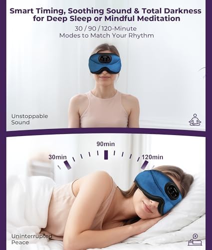 MUSICOZY Sleep Headphones Bluetooth 5.4 with Smart Timer 3D Eye Mask - Image 2