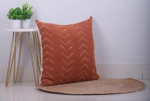 Trade Star Decorative Couch Throw Pillow Case Modern Handmade Bed Decor Cushioncase Authentic Square Pillowsham Indian Sofa Cushion Cover for Living Room Decor (Rust (Phoenix), 18 X 18 Inch) - Image 2