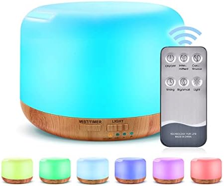 300ML Essential Oil Diffuser, Remote Control Ultrasonic Aromatherapy Oil Diffusers Cool Mist Humidifier, Waterless Auto-Off and 7 LED Light Colors for Bedroom, Yoga, SPA, Baby by Marchred