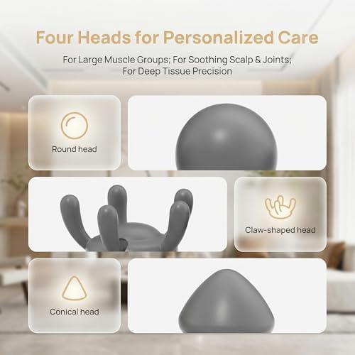 Mini Massage Gun, Ultra-Portable Deep Muscle Massager, 4speed Settings and 4 Back Massage Heads - Image 6