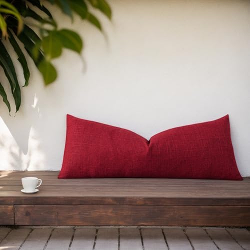 Kevin Textile Outdoor Waterproof 14”x36” Lumbar Pillow Cover 1 Pack, Red - Image 6