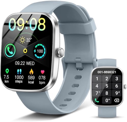 Smart Watch(Answer/Make Call), 1.91"HD Smartwatch for Men Women with Heart Rate/Sleep Monitor/Pedometer/Calories, 113+ Sports Fitness Watch Tracker, IP68 Waterproof Step Counter for Android iOS-Gray by Jugeman