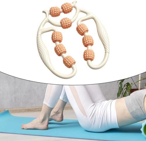 Massage Roller Nine Wheels Muscle Roller with 360 Degree Rotating Clamp Adjustable Eva Pp Handle Body Relaxer Suitable for Fitness Runners Swimmers, Orange - Image 4