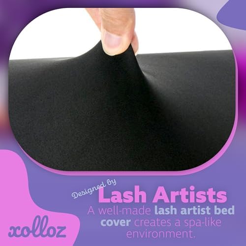 Massage Table Cover, 6 ft Stretch Lash Bed Cover, Black - Image 3