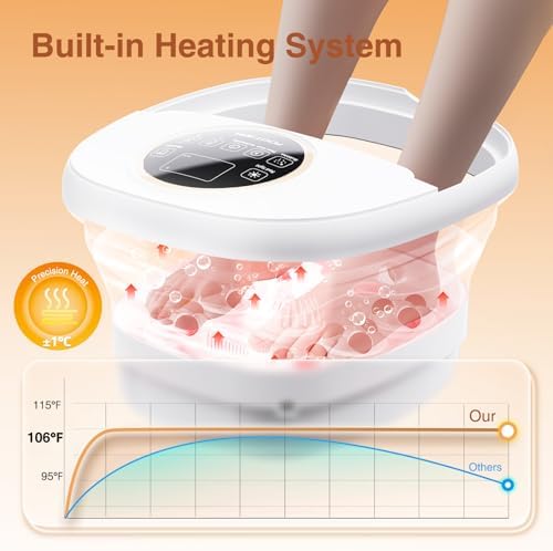 Electric Pedicure Foot Spa with Bubble and Heat,Collapsible Foot Soaking Tub with Remote Control,Pedicure Tools for Feet and Automatic Foot Massager,Foot Bath Soak Tub - Image 5