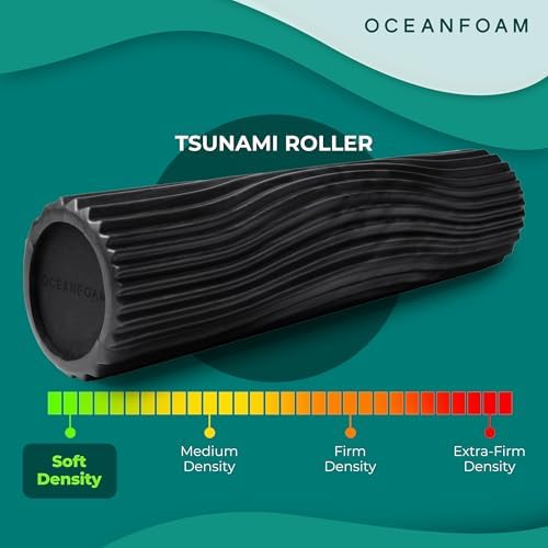 Oceanfoam Tsunami Roller (Black & Charcoal Marbled) - Extra-Large, 26" x 5.9" - Soft, Textured Foam Roller for Physical Therapy, Back Pain, Exercise & Stretching - Yoga, Athletics, & Wellness - Image 4