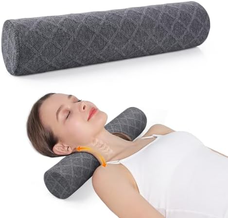 Cozyhealth Cervical Roll Pillow, Medium Soft Memory Foam Neck Round Pillow Cylinder Bolster Pillow for Sleeping, Round Neck Support for Bed, Legs, Back and Yoga (Grey, Medium - 3.9" H) by Cozyhealth