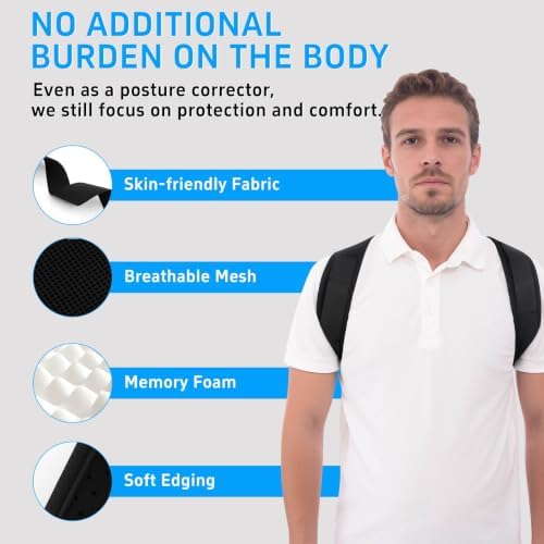 Posture Corrector for Women and Men, Adjustable Back Brace Support, Back Straightener for Rounded Shoulders and Hunchback Support, Upper Back Brace Shoulder Straightener for Neck, Shoulder and Upper Back Support, Breathable Invisible Under Clothes (Bla... - Image 3