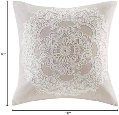 Harbor House Modern Design Decorative Pillow Hypoallergenic Sofa Cushion Lumbar, Back Support, Square 18" x 18", Suzanna, Cotton Medallion Taupe - Image 6