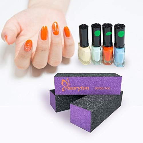 Maryton Nail Buffer Sanding Block Polisher Buffing File 60/100 Grit for Acrylic Nail Art Kit Manicure Tools 10 PCS (Black Purple) - Image 6