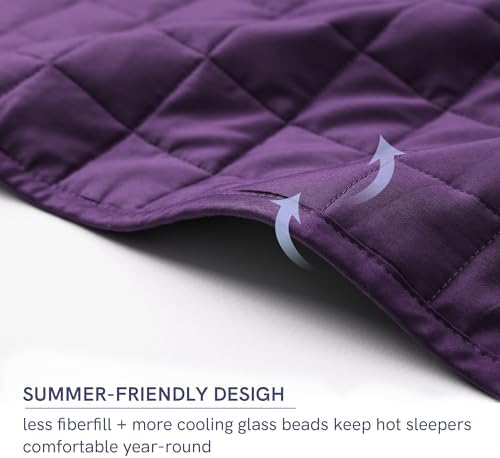 YnM Cotton King Size Weighted Blanket for Adults (88x104 Inches, 25 Pounds, Fuchsia Purple), Smallest Compartments, Heavy Blanket for Two Persons of 110~190lbs on Queen or King Bed - Image 4