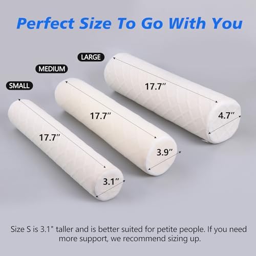 Cozyhealth Cervical Roll Pillow, Medium Soft Memory Foam Neck Round Pillow Cylinder Bolster Pillow for Sleeping, Round Neck Support for Bed, Legs, Back and Yoga (White, Large - 4.7" H) - Image 2