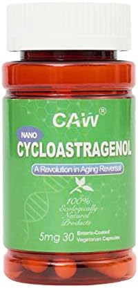 CAW Nano Cycloastragenol 5Mg | Telomere Length Anti-Aging | DNA Repair Cell Health | 30 Enteric-Coated Capsules by CAW