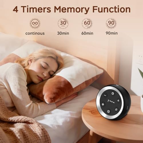 Portable Sound Machine White Noise Machine for Baby Kids Adults Sleeping with 32 Soothing Sounds 32 Volume Levels Brown Noise Machine with 4 Timer Memory Funtion for Travel Office Privacy - Image 4