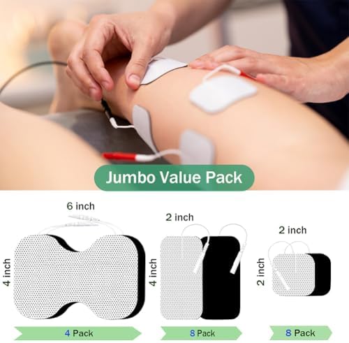 TENS Unit Electrode Pads Assorted Sizes Pack for Multiple Pain Relief, Multiple Sizes TENS Unit Pads, 3rd Gen Reusable Self-Stick, Compatible with 7000 & AUVON TENS, 2 mm Pin Connector - 20Pcs - Image 2