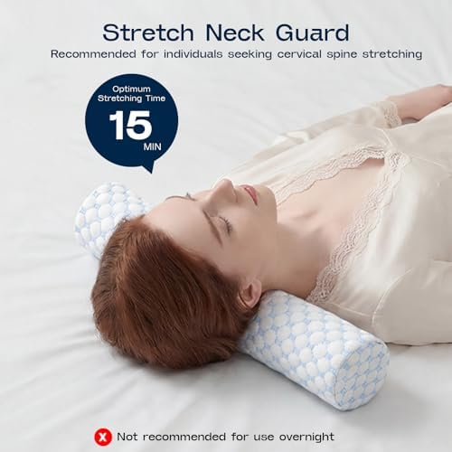 Neck Roll Pillow, Memory Foam Neck Support Pillows, Round Neck Pillows, Cylinder Bolster Pillows for Bed, Couch, and Yoga, Removable Washable Cover,18 * 4.1 * 4.1inch (Cool-Blue) - Image 3