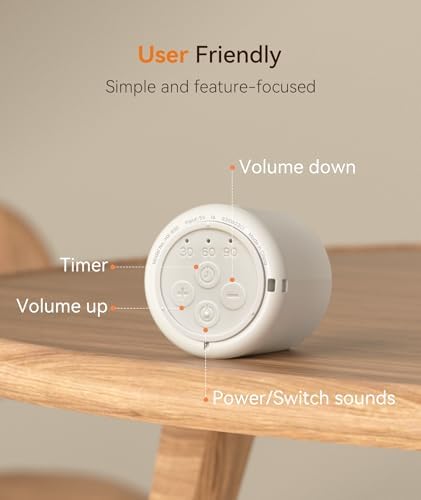 Dreamegg Portable White Noise Machine, 1000mAh Battery, Travel Sleep, Cream - Image 6