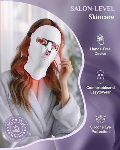 Red Light Therapy for Face- LED Light Therapy Mask Skin Care Mask,Cordless LED Face Mask face & Neck Red & Infrared Lights Masks Wavelength,USB C Rechargeable for Home Use Working Travel Yoga - Image 3