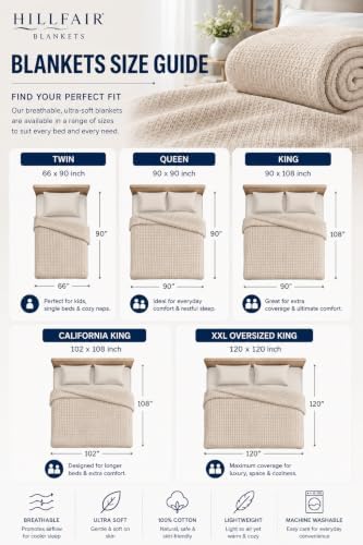 HILLFAIR 100% Combed Cotton Blanket– Twin Bed Blanket– Soft Cozy Warm Multipurpose Throws for Luxury Home Decor– 66 x 90 inch Twin XL Size Cotton Blankets for Beds- Bed Blankets for All Season- Sand - Image 5
