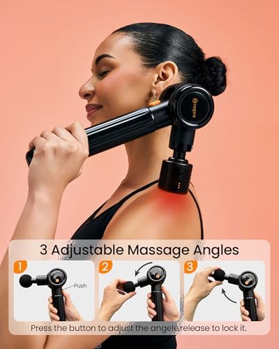 NAPRE Massage Gun with Heat and Cold,Massage Gun Deep Tissue with Extension Handle & 3 Adjustable Angles,Handheld Percussion Back Massager for Muscle/Neck/Body Pain Relief,6 Heads,with Case - Image 2