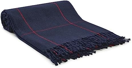 Arus Acrylic Highlands Collection Queen Size Throw Blanket Navy-Red, 60x80 - Image 2