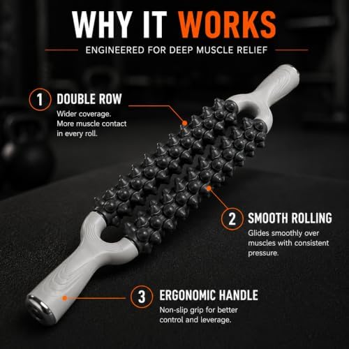 Muscle Roller Stick for Deep Muscle Recovery, Double Row Massage Roller - Image 5
