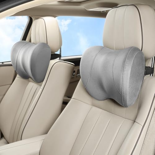 Car Neck Pillow Adjustable Up and Down Style 2 Pack,Car Headrest Pillow for Neck Support Relieves Driving Fatigue, Soft Memory Form and Ergonomic Design Fits Most Heights and Car Seats (Gary) by Raygis