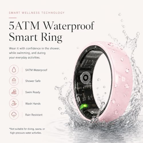 Pink Ceramic Smart Ring for Women, Health & Sleep Tracker, Size 7 - Image 6