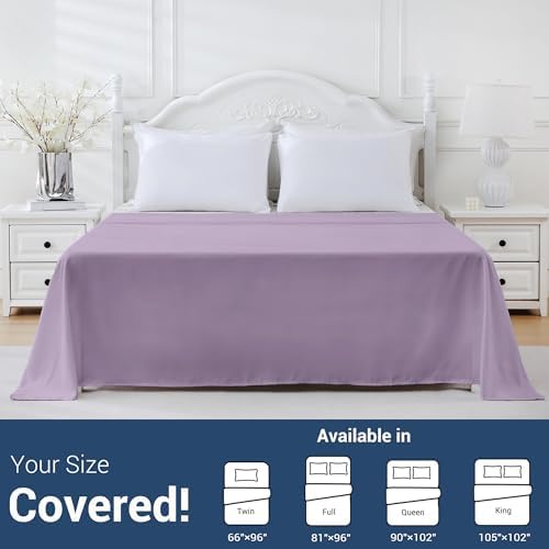 Bulk Full Flat Sheets Only, 6 Pack Quick Sort Top Bed Sheet, Color-Coded Label Threads, Wrinkle-Free Shrinkage Durable Microfiber Hotel Motel Airb&bs Essentials for Hosts (81"x96",Lavender) - Image 5