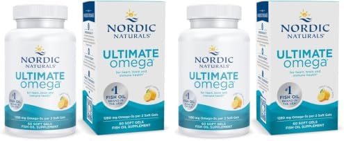 Nordic Naturals Ultimate Omega, Lemon Flavor - 60 Soft Gels - 1280 mg Omega-3 - High-Potency Fish Oil Supplement with EPA & DHA - Promotes Brain & Heart Health - Non-GMO - 30 Servings (Pack of 2) by NordicNaturals