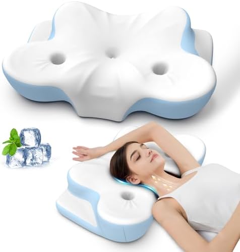 Cervical Neck Pillow, Side Sleeper Pillow for Adults, Neck Pillow for Neck and Shoulder, Orthopedic Contour Memory Foam Pillows for Side Back & Stomach Sleepers with Cooling Pillowcase by MixinisoSleepingHouse
