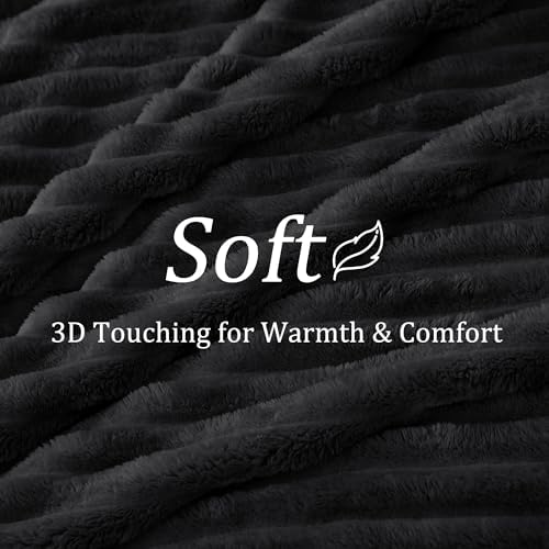 BEDELITE Ribbed Black Throw Blanket for Couch, 50"x60" - Image 4