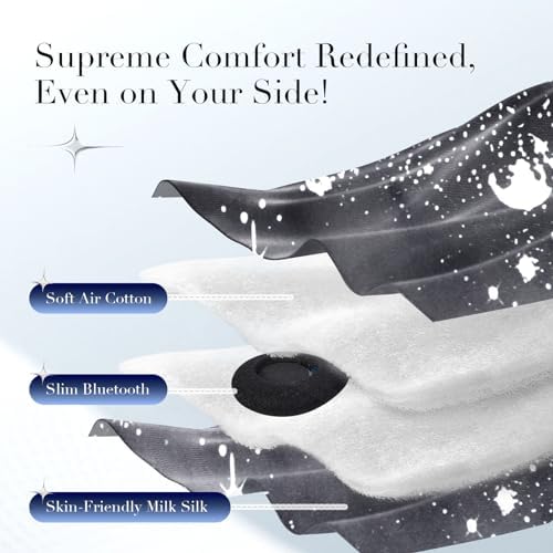 LC-dolida Sleep Mask with Bluetooth Headphones, Extra Large Silk Eye Mask for Sleeping Side Day Sleepers, Sleep Headphones Bluetooth 5.4 for Women Men with Thin Speaker, Blackout, Comfort, Microphone - Image 4