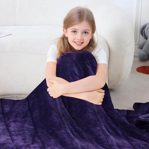 Aemicion Weighted Blanket (10lbs, 48"x72",Purple on Both Sides),Cozy Warm Sherpa Fleece Heavy Blanket Weighted Twin Size for 80-110lbs with Glass Bead,Machine Washable - Image 6