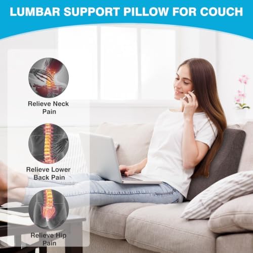 Back Support Pillow for Recliner Dual Layer Lumbar Support Pillow with Gel Memory Foam Ergonomic Orthopedic Couch Lumbar Cushions for Elderly Lower Back Pain Relief Washable Cover Brown - Image 4