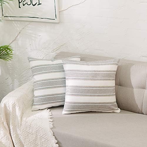 Multi Color Stripe Euro Pillow Case Soft Linen Square Decorative Throw Cushion Cover Big Size Pillowcase with Hidden Zipper for Sofa 28" x 28 " - Image 5