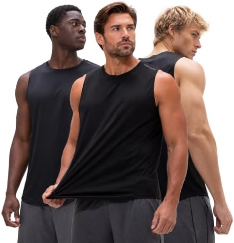 DEVOPS 3 Pack Sleeveless Men's Muscle Shirts Dry Fit Tank Top Gym by DEVOPS