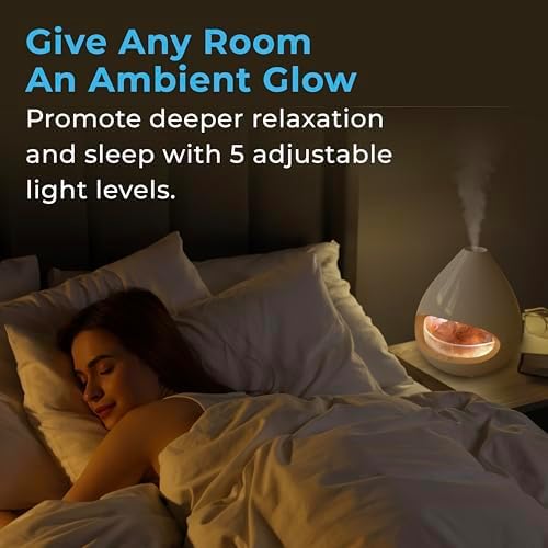 Pure Enrichment PureGlow Crystal - 2-in-1 Himalayan Salt Lamp & Ultrasonic Essential Oil Diffuser, Original Salt Therapy Lamp, 100% Pure Himalayan Salt, Ambient Glow, 160 mL 16-Hour Tank (White) - Image 4