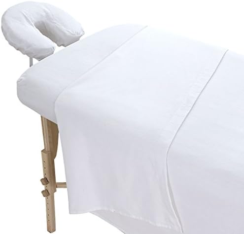 LONDON LINENS Pack of 2 Extra Thick 3 Piece Massage Table Sheets Set - 100% Natural Cotton Flannel - Includes Massage Table Cover, Massage Fitted Sheet, and Massage Face Rest Cover (White) by LONDONLINENS