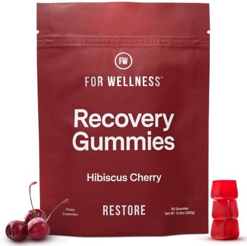 Recovery Gummies Restore - Tart Cherry Gummies for Muscle Recovery - Hibiscus Cherry Flavor with Antioxidants & Electrolytes Combats Soreness, Boosts Energy - Vegan, Non-GMO, Gluten-Free - 90ct by ForWellness