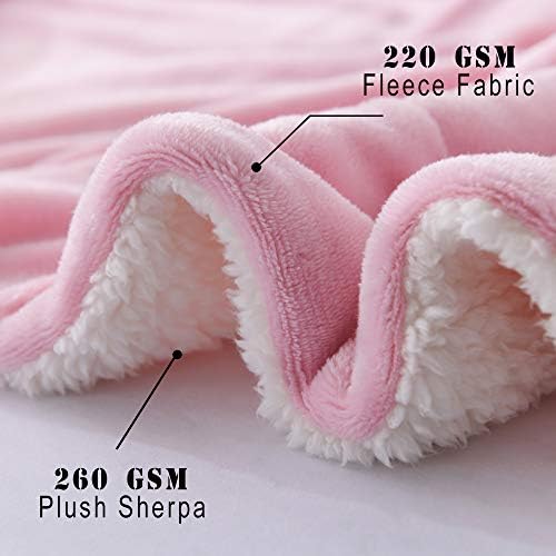 NANPIPER Flannel Blanket Reversible Sherpa Throw Blanket Super Soft Fuzzy Plush Microfiber for Fur Baby/Gift Lightweight(50"x60",Pink) - Image 4