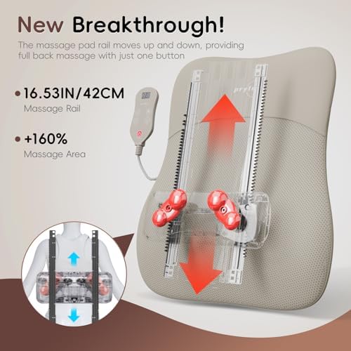 Back Massager with Heat for Pain Relief Deep Tissue, Ultrathin 4D Shiatsu Lower Back Massager, Chair Back Massager for Home Office, Gifts for Women Men, Khaki - Image 3
