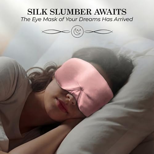 SLEEP SANCTUARY 100% Pure Mulberry Silk Sleep Mask - 22 Momme Light Blocking Hook & Loop Silk Eye Mask for Sleeping - Secure Fit for Side Sleepers, Women & Men - Cloud Soft (Pink) - Image 2