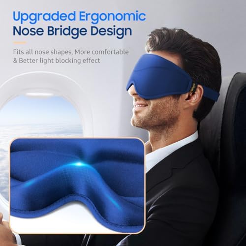BeHoomi Sleep Mask, 2 Packs Premium Eye Mask for Sleeping, Total Blackout, Superior Soft Comfort, Upgraded 3D Ergonomic Designed Sleeping Mask for Home, Office, Travel, Meditation, Yoga, Blue & Purple - Image 5