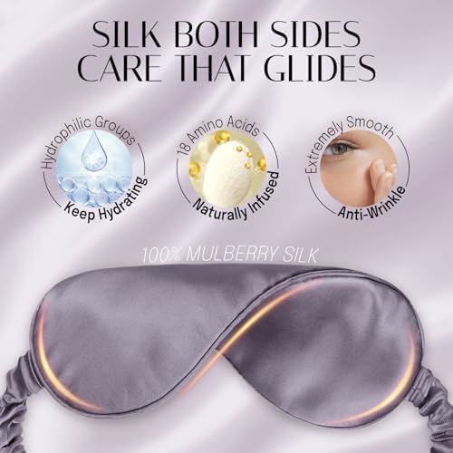 Silk Sleep Mask Eye Mask Blindfold with Double Layer Silk Filling and Elastic Strap for Full Night's Sleep, Travel and Nap, Soft Eye Cover Eyeshade with Luxury Bag and Ear Plugs by OLESILK (Charcoal) - Image 5