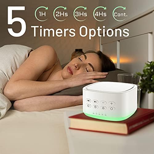 Magicteam White Noise Machine 10 Colors Lights and 25 Soothing Sounds Sleep Sound Machine with 5 Timers with Memory Feature Portable Sound Machine for Baby Adults. (White) - Image 4