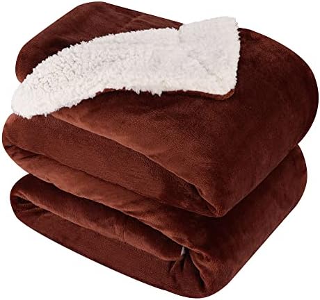 NANPIPER King Size Sherpa Blanket, Soft Fleece Throw for Bed, Reversible Thick Fuzzy Blanket for Winter (Brown, 90x108 inches) by NANPIPER